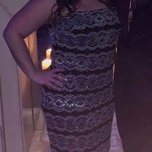 R&M Richards Black Sequin Bodycon Dress